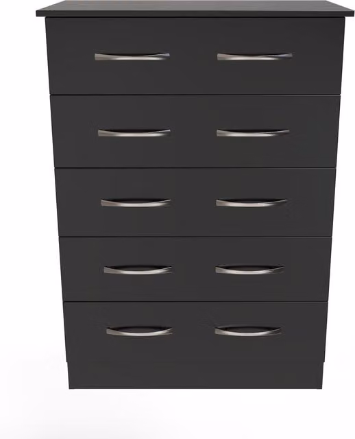 Ready Assembled 2 U Hampshire 5 Drawer Chest in Matt Black