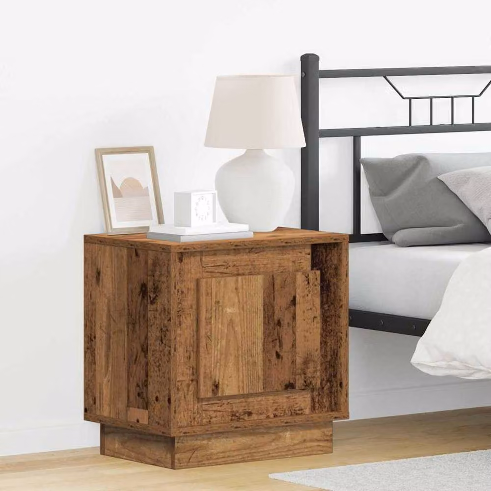 Berkfield Home Traditional Bedside Cabinet with Integrated LED Lights in Brown, W/D/H: 44 x 34.5 x 45 cm – 2