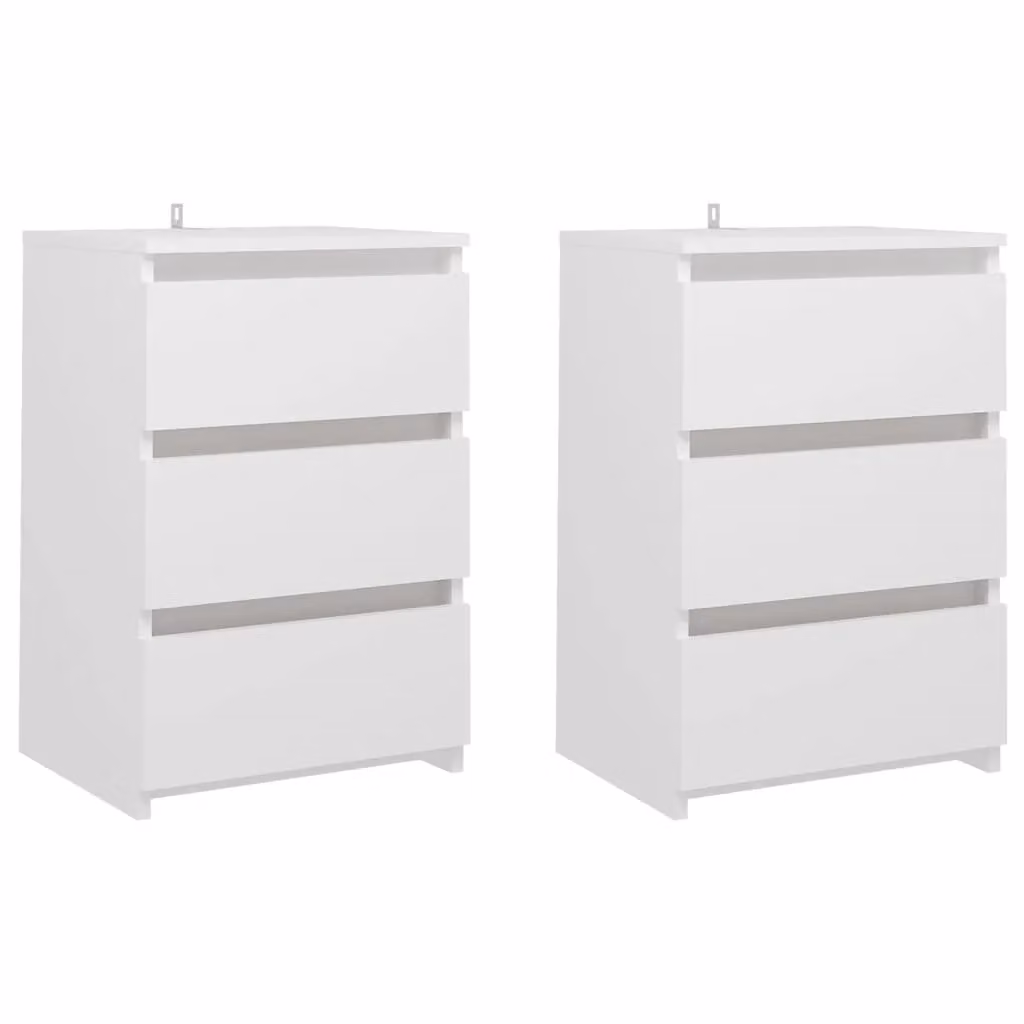 Berkfield Home Set of 2 White Bedside Cabinets, W/D/H: 40 x 35 x 62.5 cm – 2