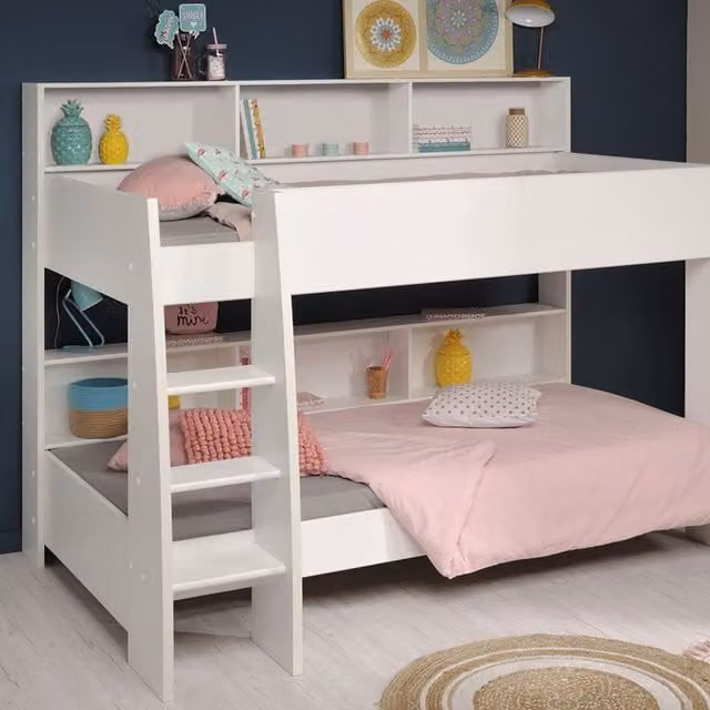Parisot Tam Tam Modern Two-Level Childrens Bunk Bed in White and Oak, W/D/H: 90 x 200 cm