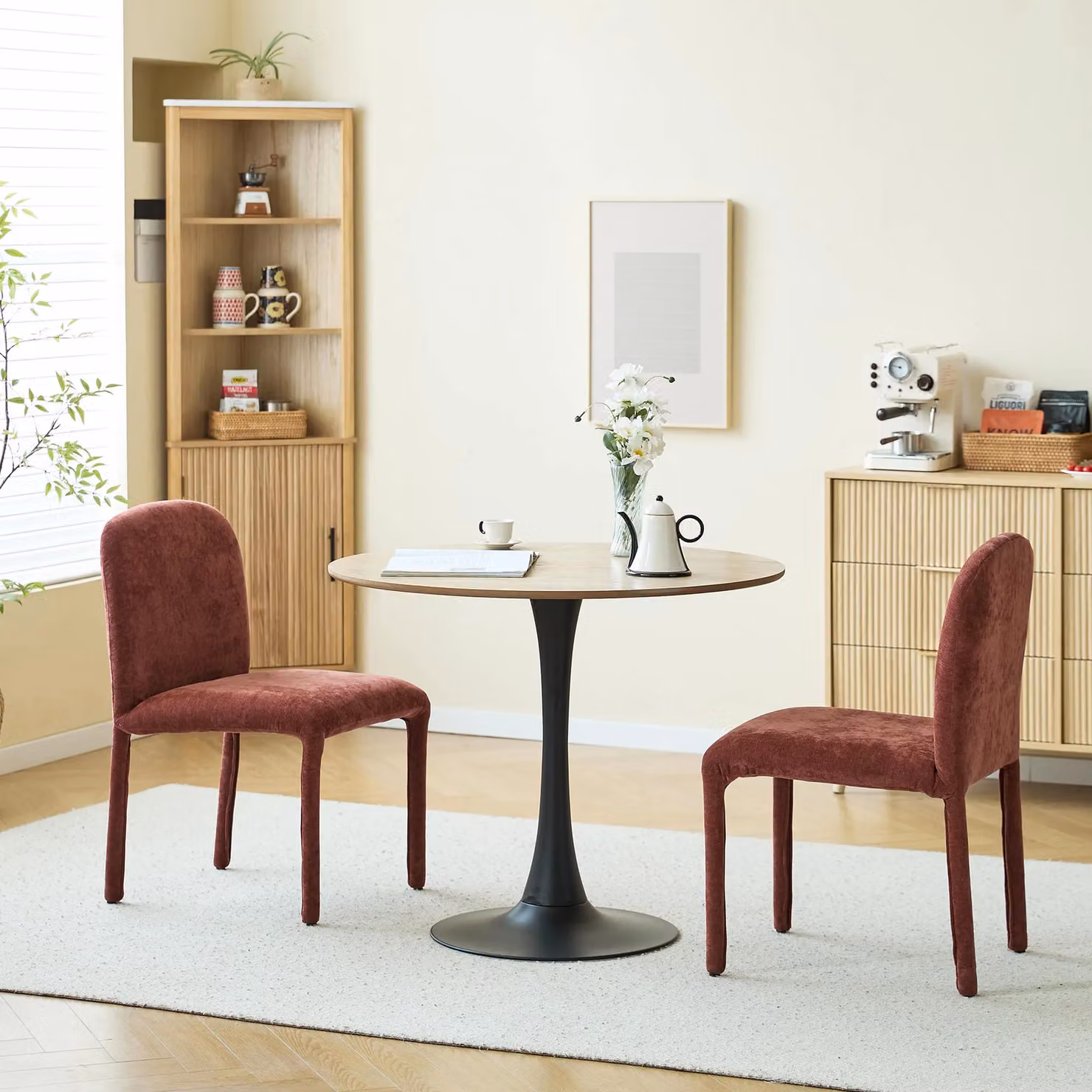 Nordlys Set of 2 Red Scandinavian Fabric Upholstered Dining Chairs – 3