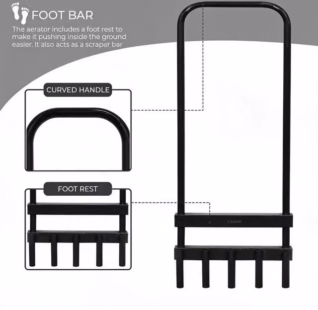 FLAVORA Manual 5 Spike Hollow Tine Lawn Aerator in Black