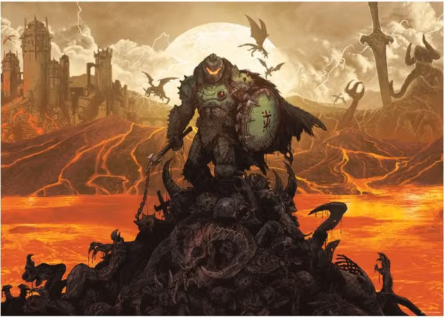 DOOM The Dark Ages Limited Edition A3 Art Print, Multicoloured