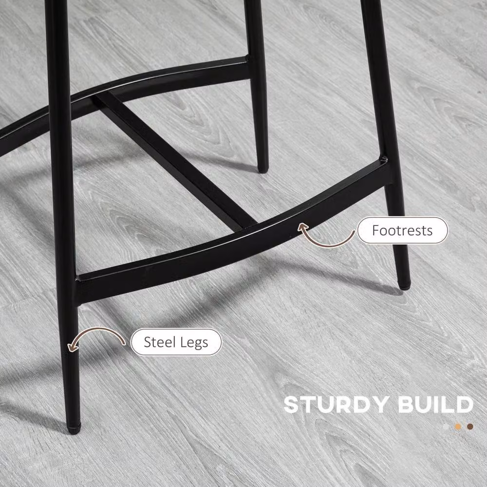 Wyld Haus Noveha Set of 2 Industrial Bar Stools in Brown Microfiber and Black Metal, H 68.5 x W 38.5 x D 48.5 cm – 6