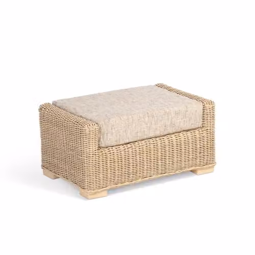 Desser Burford Natural Rattan Footstool with Farrow Multicolour Cushion
