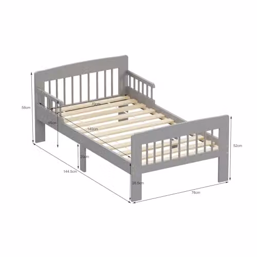 WestWood Solid Wood Montessori Junior Toddler Bed Frame with Safety Rail Guard, White or Grey, 90 x 190 cm – 3