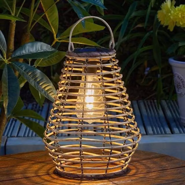 Garden Mile Solar LED Rattan Lantern in Brown