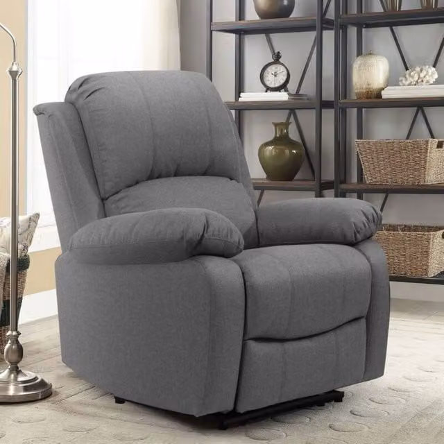 Comfy Living Ltd Luxury Fabric Reclining Armchair in Light Grey