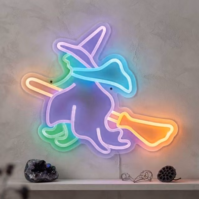 Garden Greatness Witch Shaped Halloween LED Wall Light in White and Multicolour