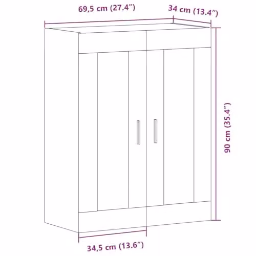 vidaXL Wall Mounted Cabinet in Old Wood Brown, W/D/H: 69.5 x 34 x 90 cm – 3