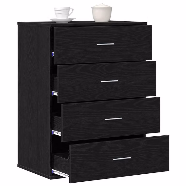Berkfield Home Modern Sideboard with Drawer in Black Oak Engineered Wood