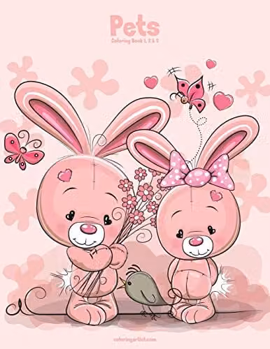 Pets Coloring Book 1, 2 & 3 Pink Paper Edition by Independently Published