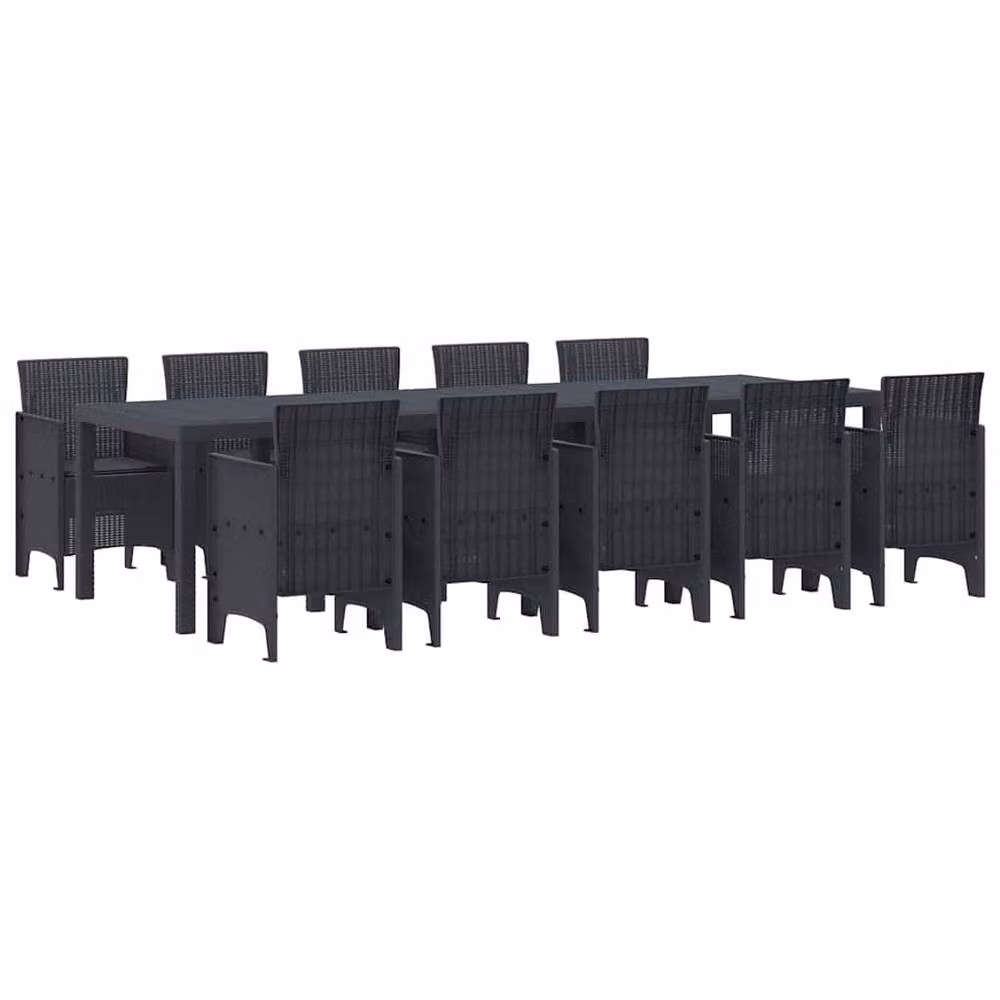 Berkfield Home Modern 11 Piece Garden Dining Set with Cushions in Anthracite Poly Rattan and Dark Grey – 3