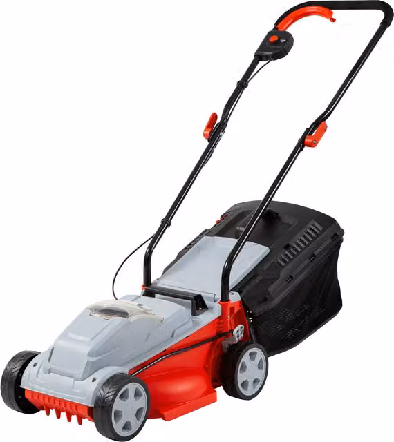 Ryno Red Cordless Lawn Mower with Rechargeable Battery and Collection Bag