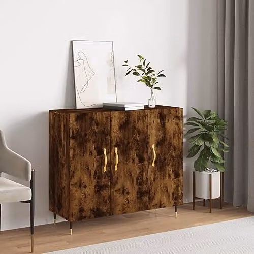 vidaXL Modern Sideboard in Smoked Oak Brown, W/D/H: 90 x 34 x 80 cm – 2