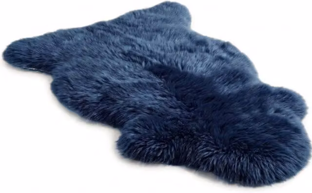 Infinity Leather Genuine Sheepskin Wool Rug, Blue, W/D: 90 x 60 cm – 1