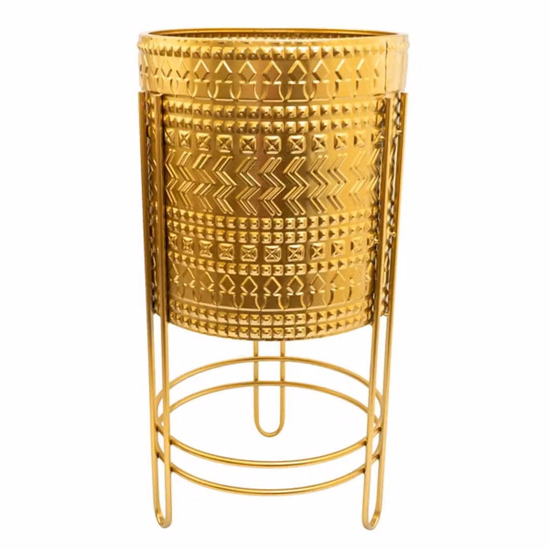 Madison & Mayfair Gold Metal Round Planter with Stand H 61.0 cm x W 61.0 cm x D 61.0 cm – 2