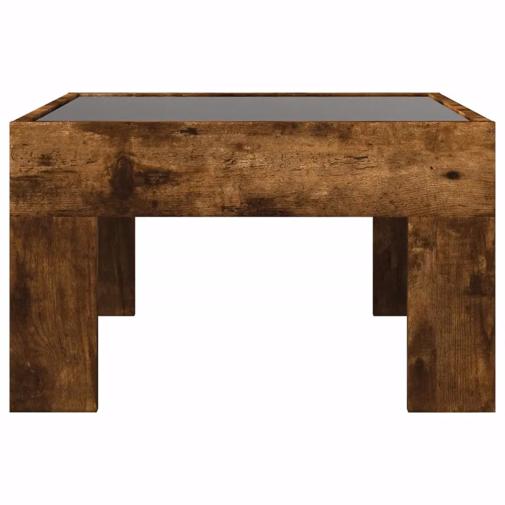 Berkfield Home Infinity LED Coffee Table in Smoked Oak Brown, W/D/H: 50 x 50 x 30 cm – 4