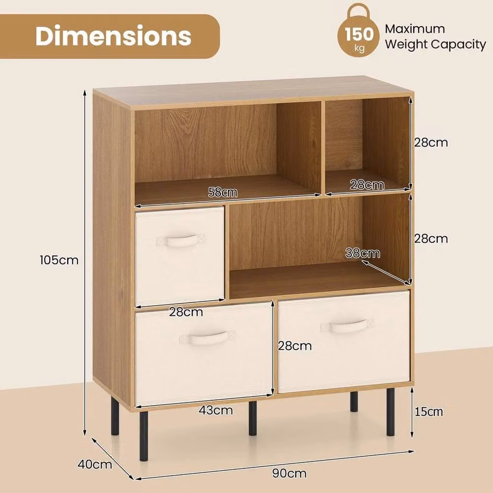 KORVIXA Mid-Century Modern Freestanding Storage Organizer Cabinet in Brown – 2