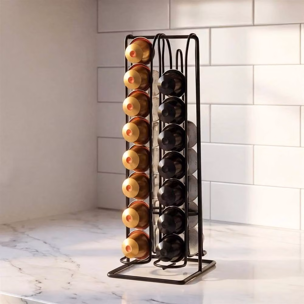 FORGEVIO Black Wireframe Metal Tower Coffee Pod Holder for 32 Nespresso Capsules – 2