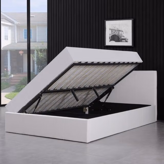 Kosy Koala White Ottoman Storage Bed with Mattress, W/D/H: 120 x 200 cm