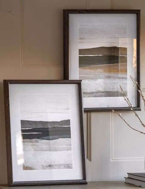 Gallery Direct Set of Two Drift Away Abstract Framed Wall Art in Beige and Multicolour