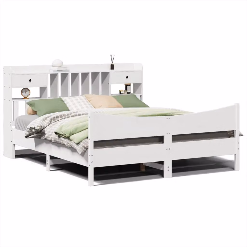 Berkfield Home White Solid Wood Pine Bed Frame with Drawers, W/D/H: 180 x 200 cm – 2