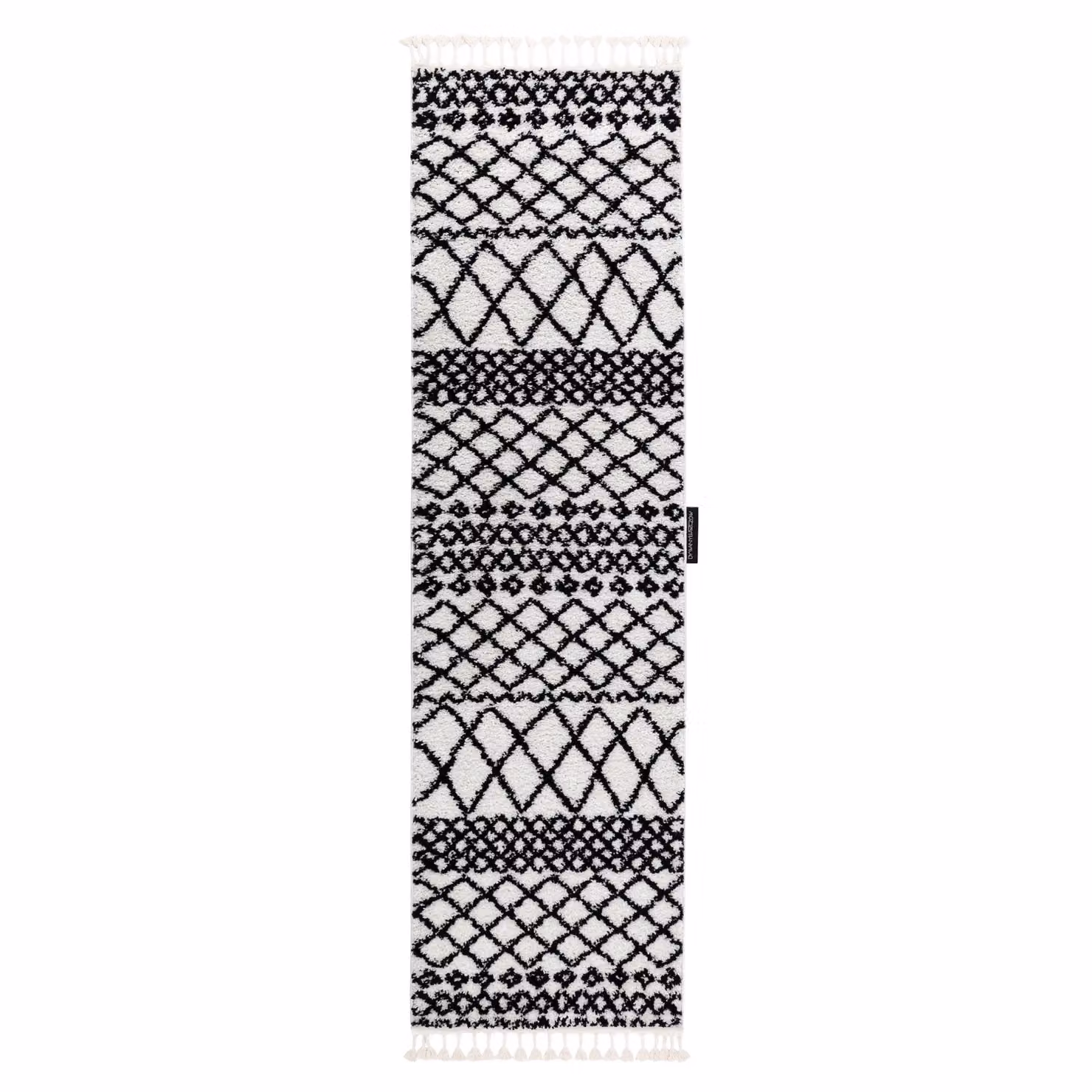 RugsX Berber Runner in White, Geometric Boho Rectangular Polypropylene Rug, W: 80 cm, L: 300 cm – 2