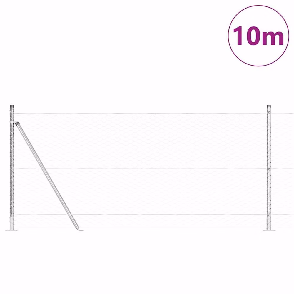 Berkfield Home Hexagon Fence in Silver Galvanised Steel, 1 x 10 m – 2