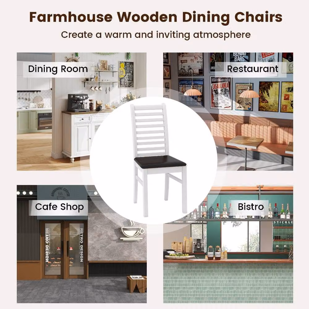 Costway Set of 2 White PU Leather Upholstered Wooden Armless Dining Chairs – 2
