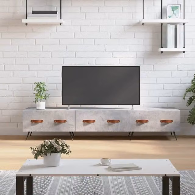Berkfield Home TV Cabinet in Concrete Grey, W/D/H: 150 x 36 x 30 cm – 1