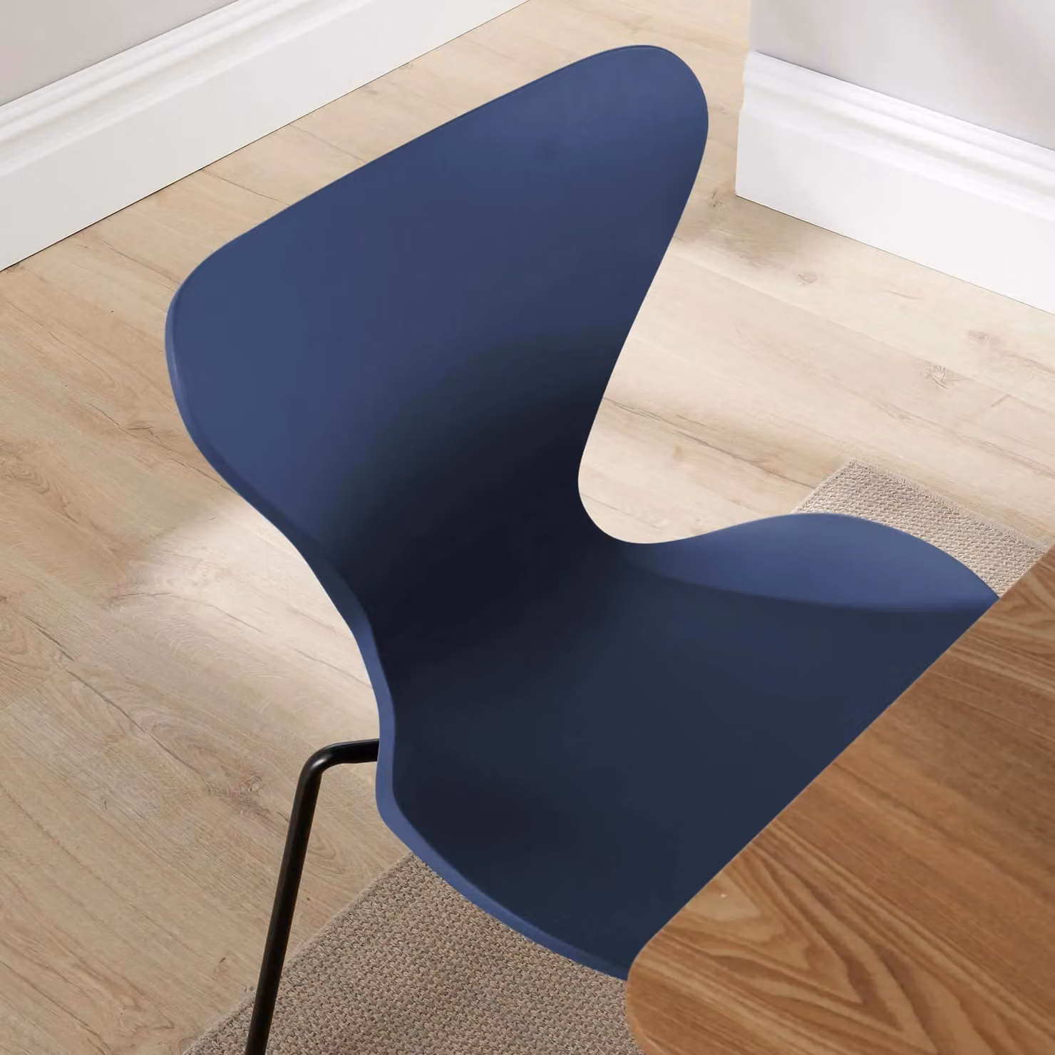 Home Source Kitchen Dining Table and 4 Chairs Set with Beech Legs and Veneer Top in Navy Blue – 3