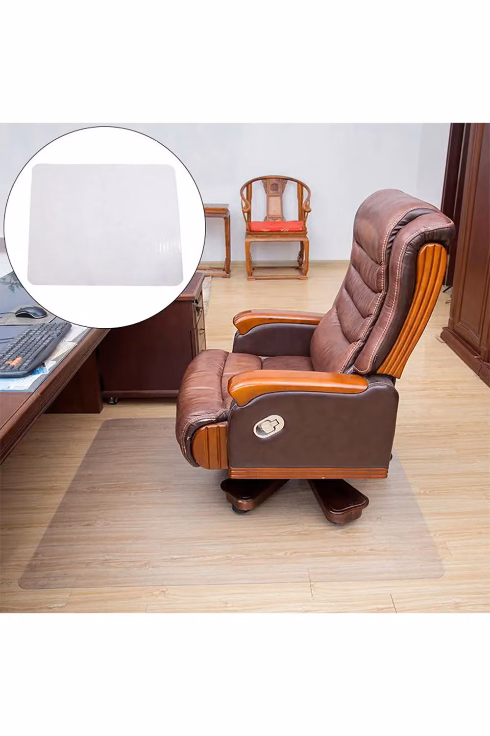 Living and Home Transparent Non-Slip PVC Office Chair Mat, W: 120 cm, D: 90 cm – 2