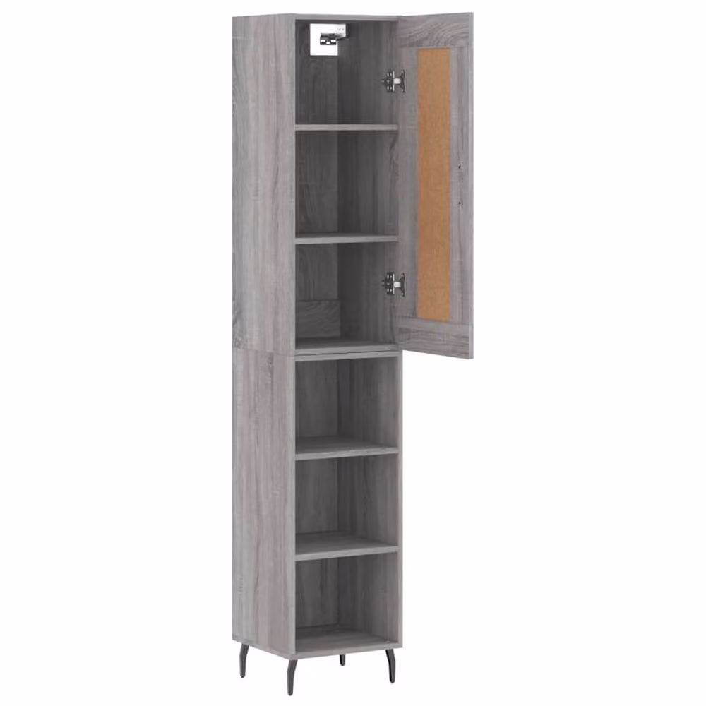 Berkfield Home Grey Sonoma Highboard with Hinged Doors and Internal Shelves, W/D/H: 34.5 x 34.0 x 180.0 cm – 3