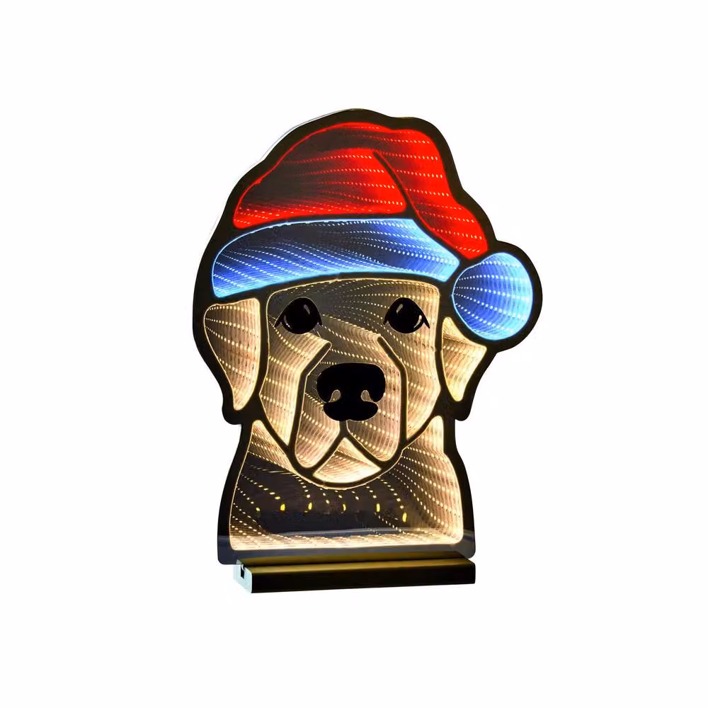 mysmartbuy Dog Infinity Light with Santa Hat, Multicolour Warm White LEDs, 40 cm – 2
