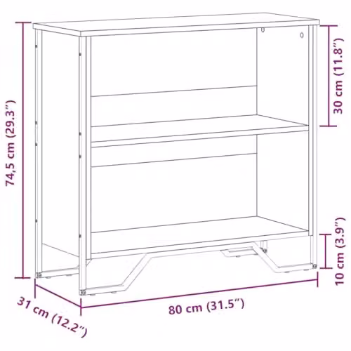 vidaXL Modern Bookcase in Brown Sonoma Oak, W/D/H: 80 x 31 x 74.5 cm – 2