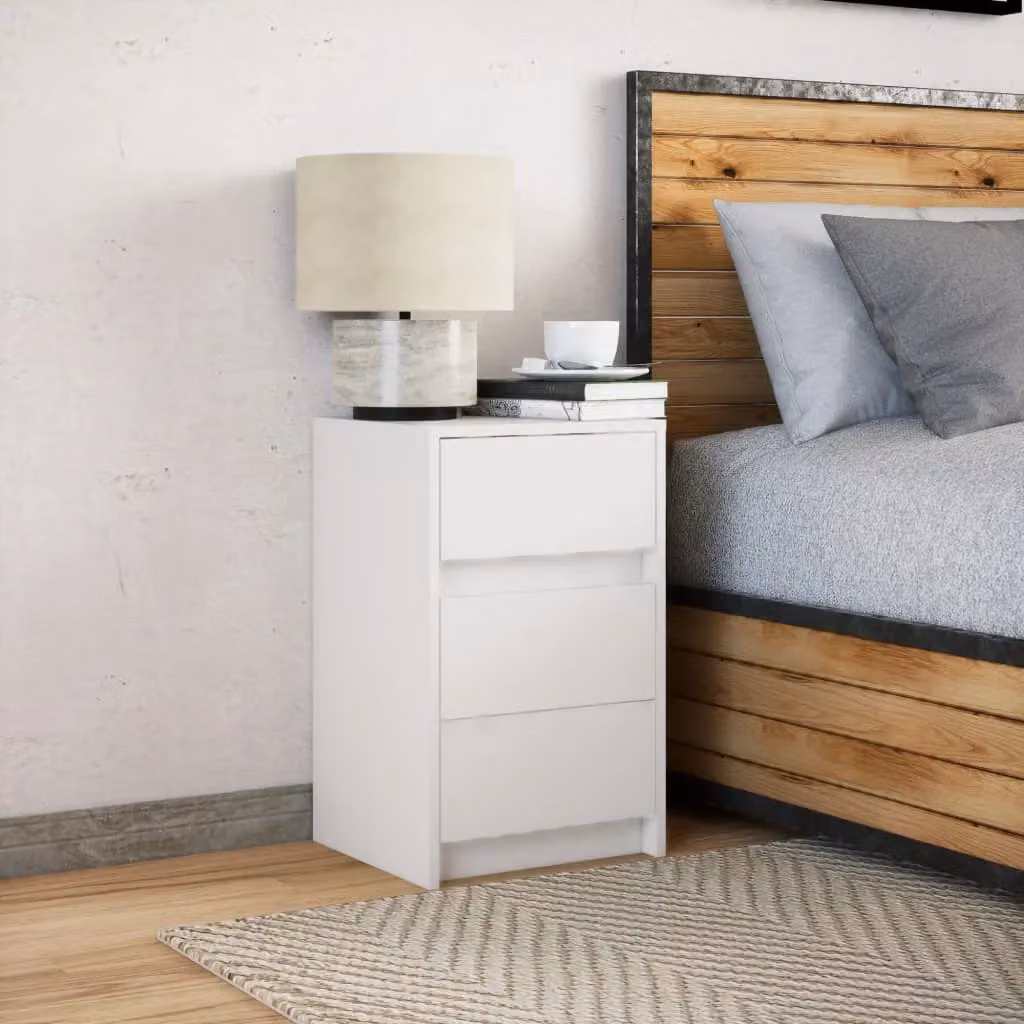 Berkfield Home Modern White Bedside Cabinet with Integrated LED Lighting and MDF Construction – 2