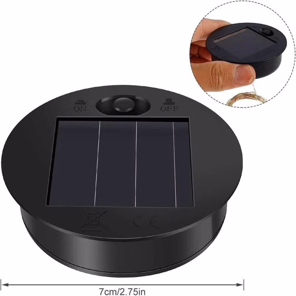 VOGREX Round Solar Powered Replacement LED Light Box in Black with Warm White Light – 2