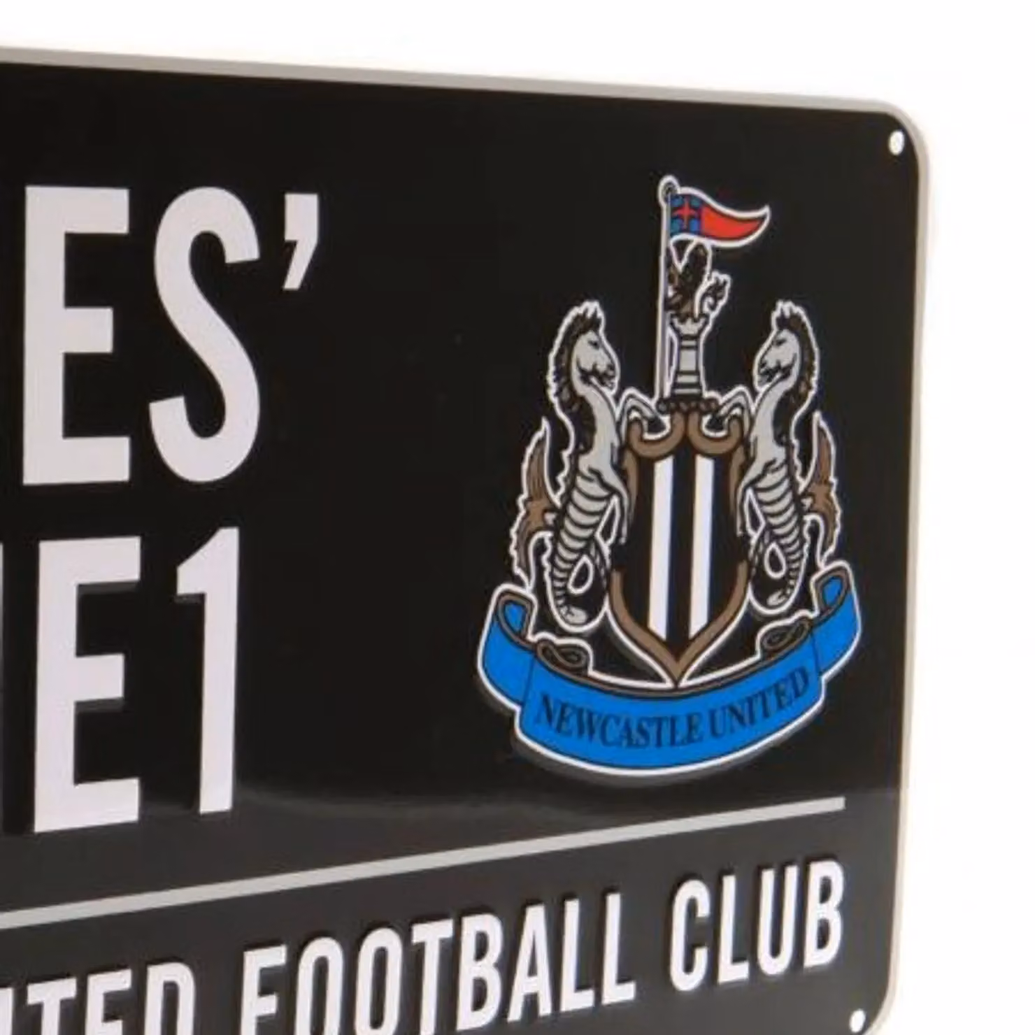 Newcastle United FC Rectangular Metal Street Sign in Black, W: 40.0 cm, H: 18.0 cm – 2
