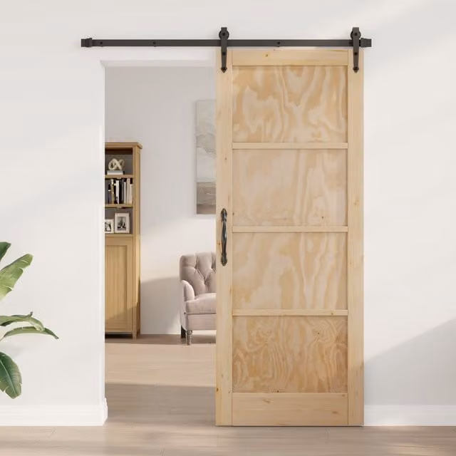 Berkfield Orkdal Modern Sliding Interior Door in Beige Solid Wood Pine, W/D/H: 93 x 4 x 211 cm – 1