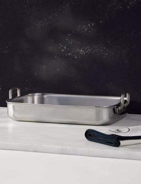 M&S x Tom Kerridge Rectangular Stainless Steel Roasting Tray in Silver