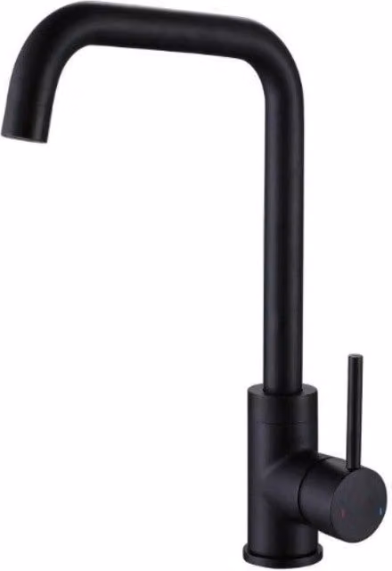 Nes Home Hexa Single Lever Kitchen Mixer Monobloc Tap in Matt Black with Round Swivel Spout – 1