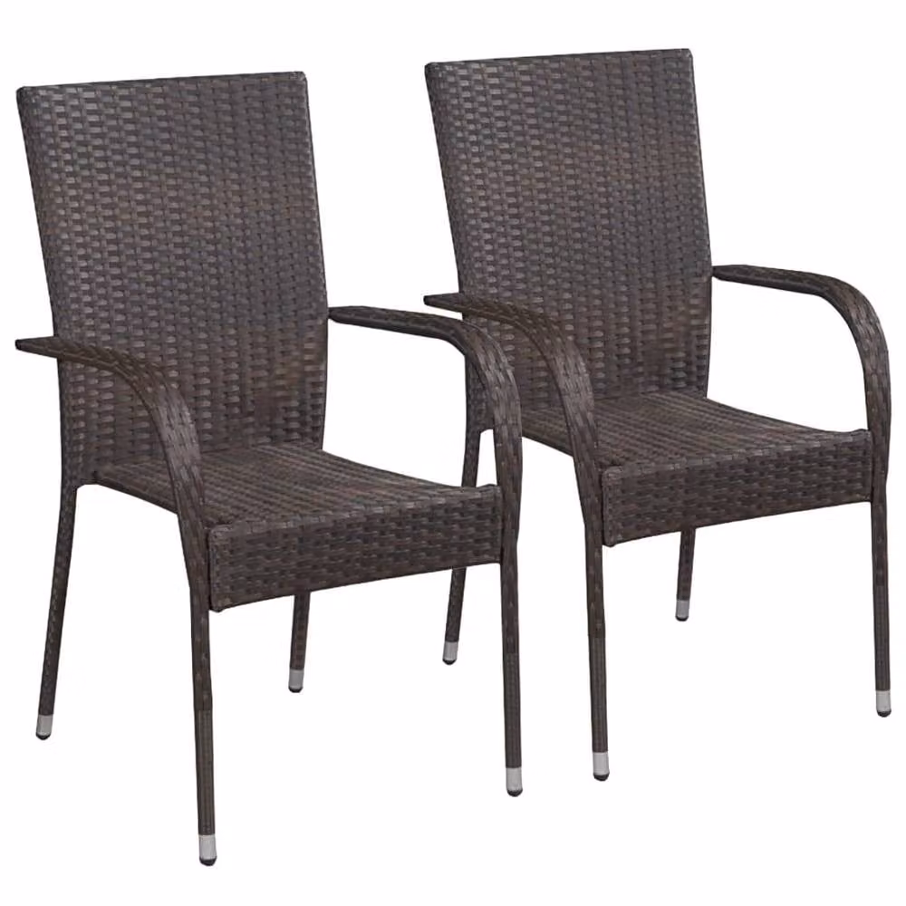 Berkfield Home 3 Piece Modern Garden Dining Set in Brown with Glass Top and Powder Coated Steel Frame – 1