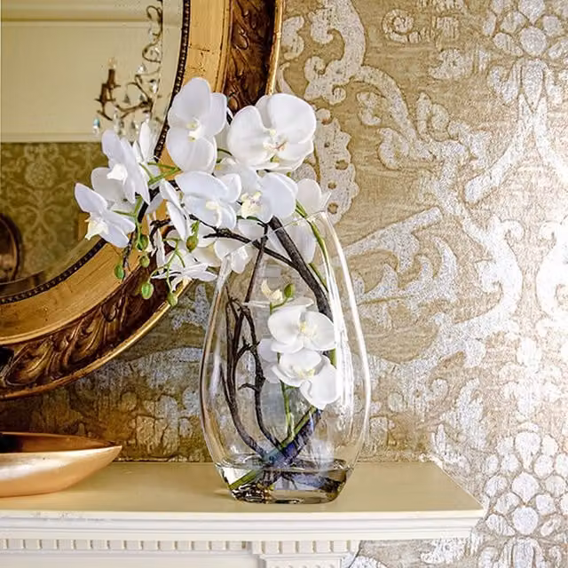 Madison & Mayfair White Artificial Orchid in a Transparent Glass Vase – 2