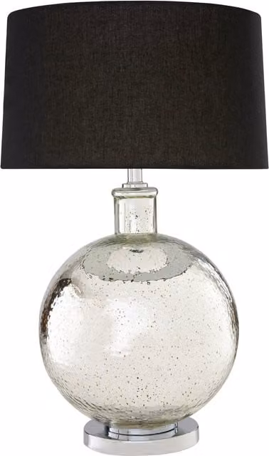 Fifty Five South Orsina Glass Table Lamp with Black Shade and Transparent Base