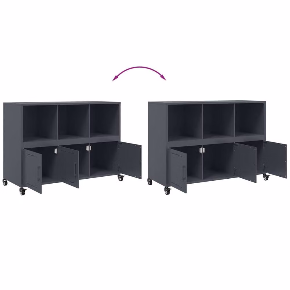 Berkfield Home Anthracite Metal Sideboard in Dark Grey, W/D/H: 100.5 x 39 x 72 cm – 5