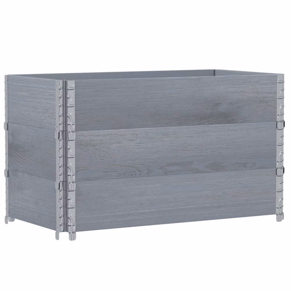 Berkfield Home Garden Grey Wooden Raised Bed Planter with Galvanised Steel – 2