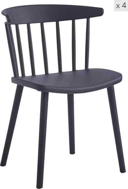 Nordlys Set of 4 Black Indoor Outdoor Dining Chairs with Armrests