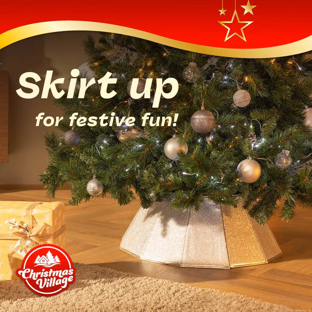 Christmas Village Glossy Silver Diamond Christmas Tree Skirt – 2