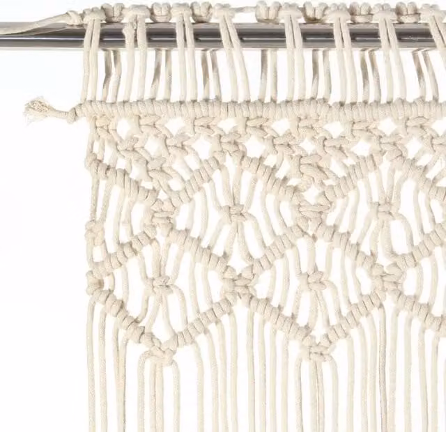 Berkfield Home Boho Macrame Cotton Curtain in Beige, W: 140 cm, H: 240 cm
